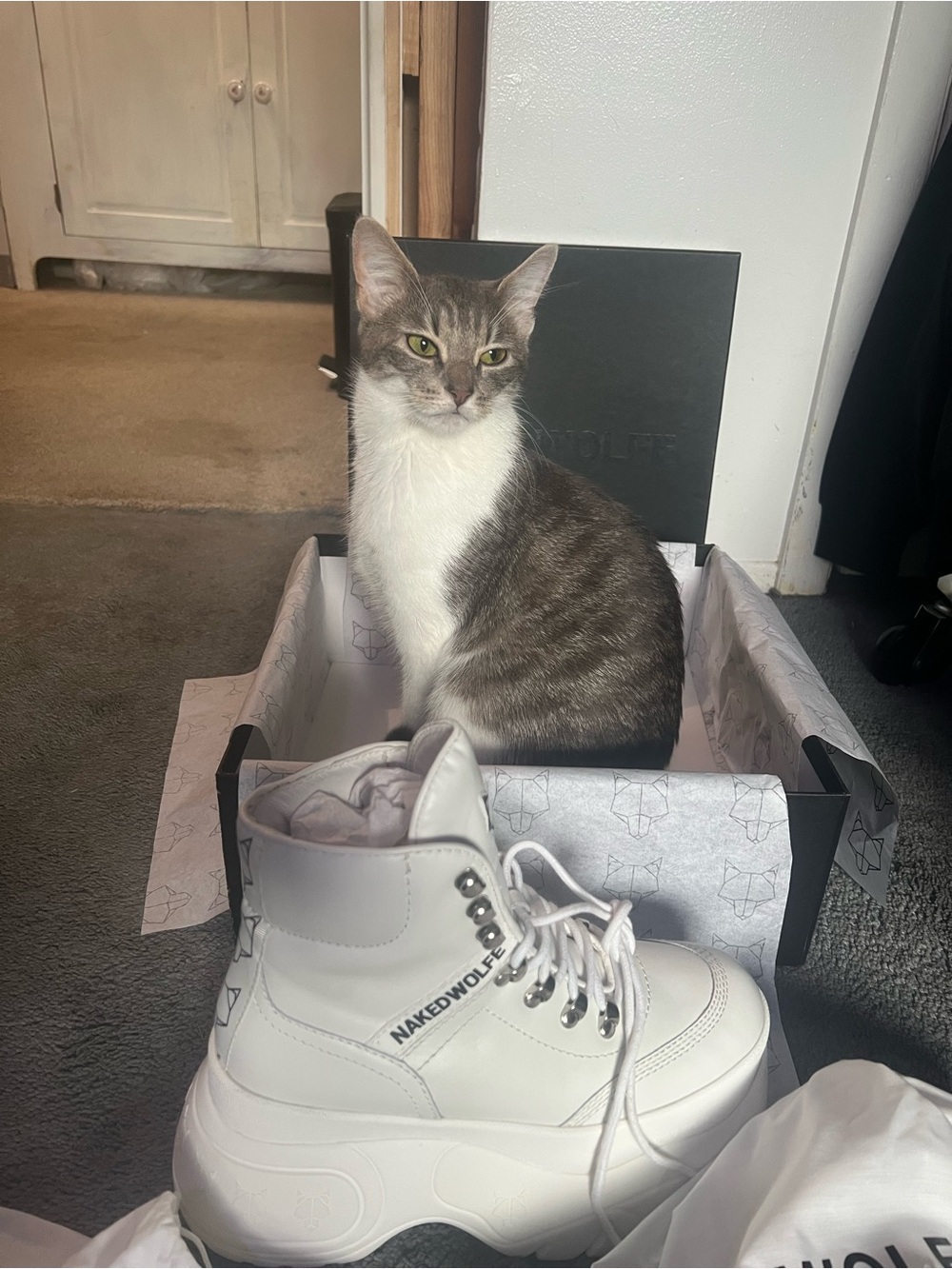 Naked Wolfe White Platform Lace-Up Boot